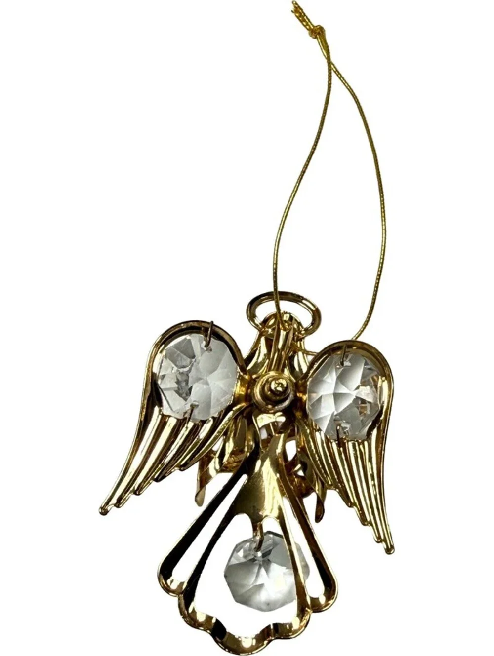 Angel 24-K Gold Plated With Austrian Crystal Angel Holding a Cross Xmas Ornament